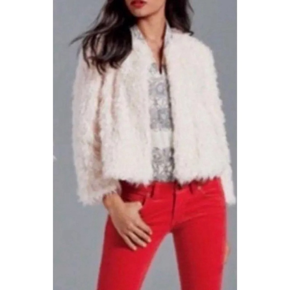CAbi Coat Ivory Cream Fuzzy Sherpa Coat Style 3024 - Picture 4 of 12
